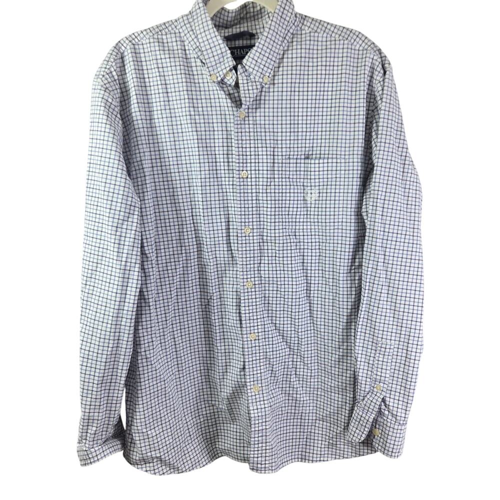 Ralph Lauren Chaps stretch oxford‎ Men's XXL long sleeve button up blue check